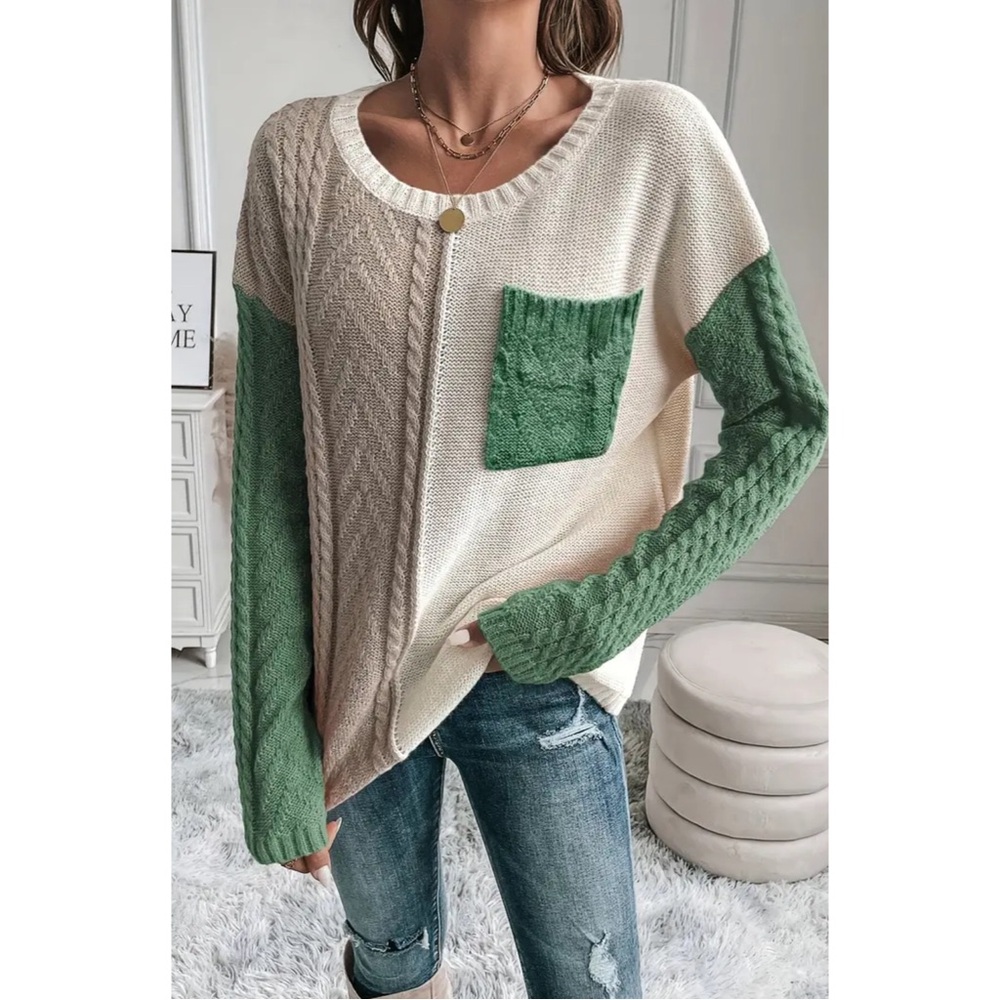 Vinyard Green color block patched pocket sweater size L (8-10) - Picture 5 of 7